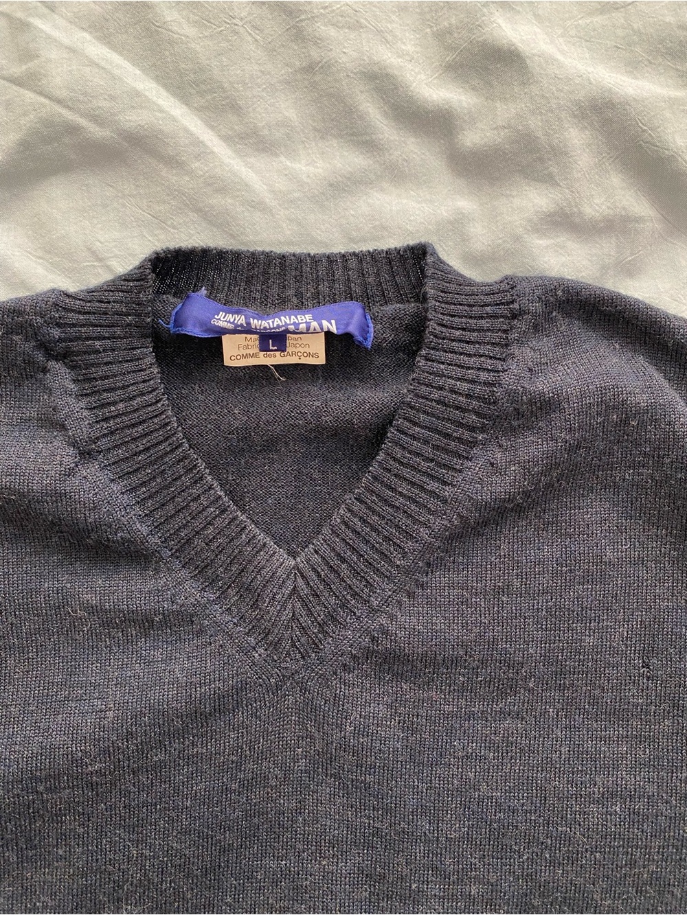 Junya Watanabe Men's V-Neck Sweater - Charcoal Gray